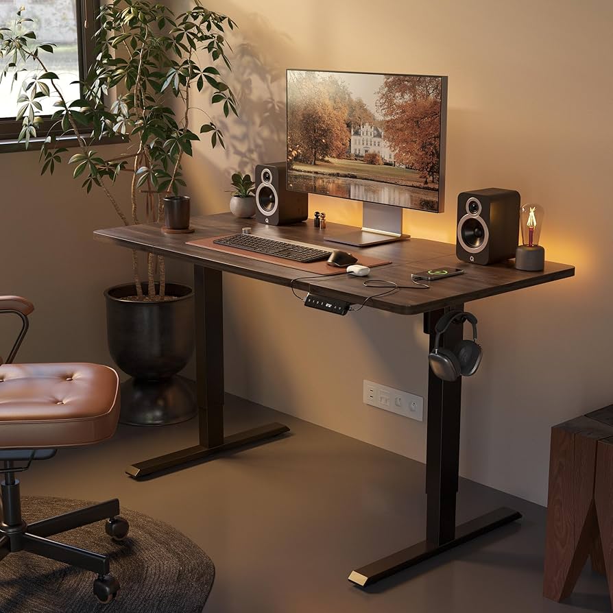 Amazon | FEZIBO 電動 昇降デスク USB-A/Type-C付き 幅160cm 奥行80cm